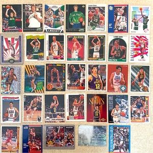 Lot of 33 Larry Bird & John Stockton NBA Basketball Trading Cards